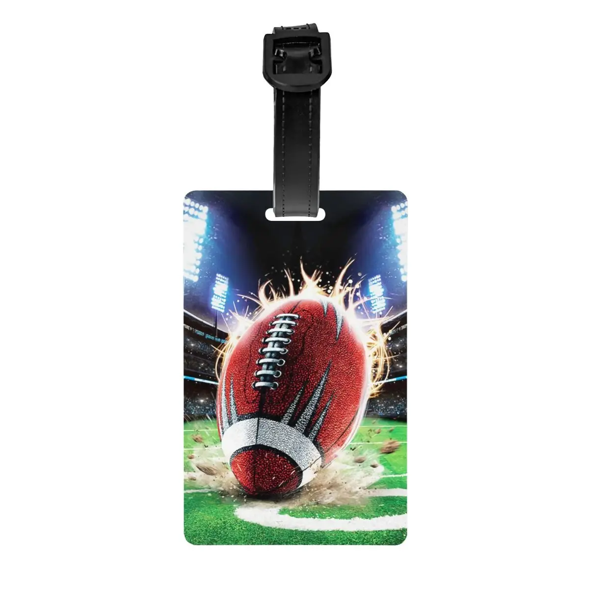 

Custom Football With Fire Luggage Tags Custom Baggage Tags Privacy Cover Name ID Card