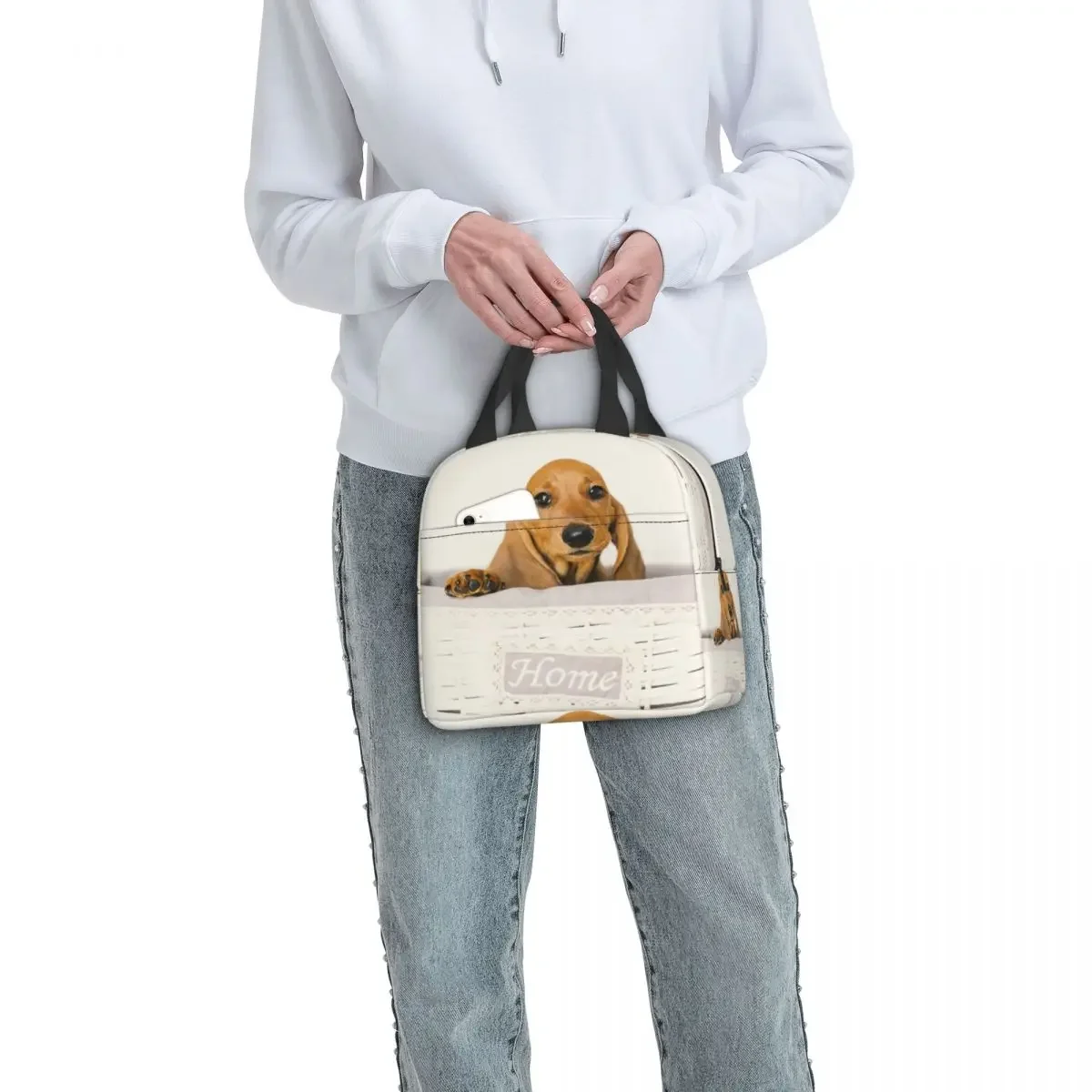 Cute Dachshund Dog Thermal Insulated Lunch Bag Women Sausage Wiener Badger Dogs Lunch Tote for Kids School Children Food Box