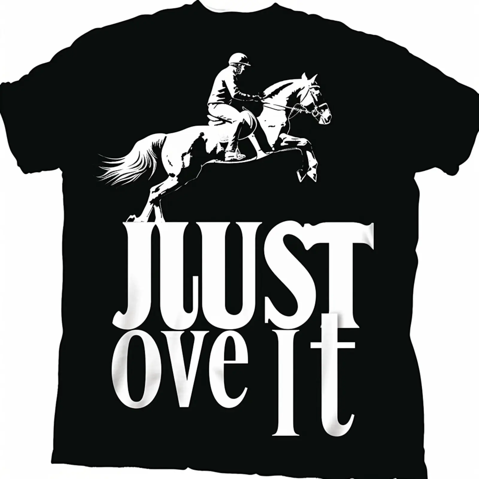 Black TShirt featuring a bold 'JUST Get Over It' design