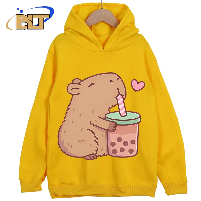 Cabybara printed children\'s clothing for boys and girls new yellow hoodie for children classic sportswear