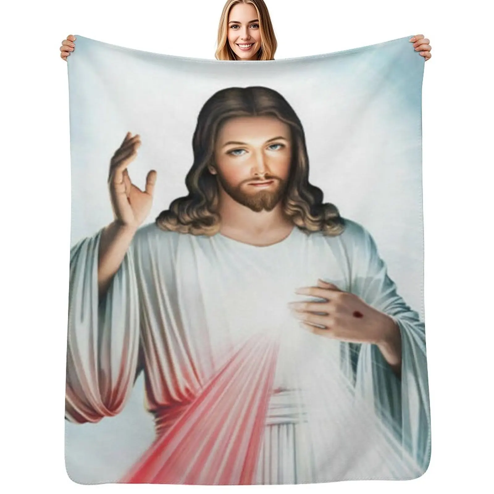 

The Divine Mercy, Jesus I trust in You, Saint Faustina, Divine Mercy Throw Blanket Moving Custom Loose Beautifuls Blankets