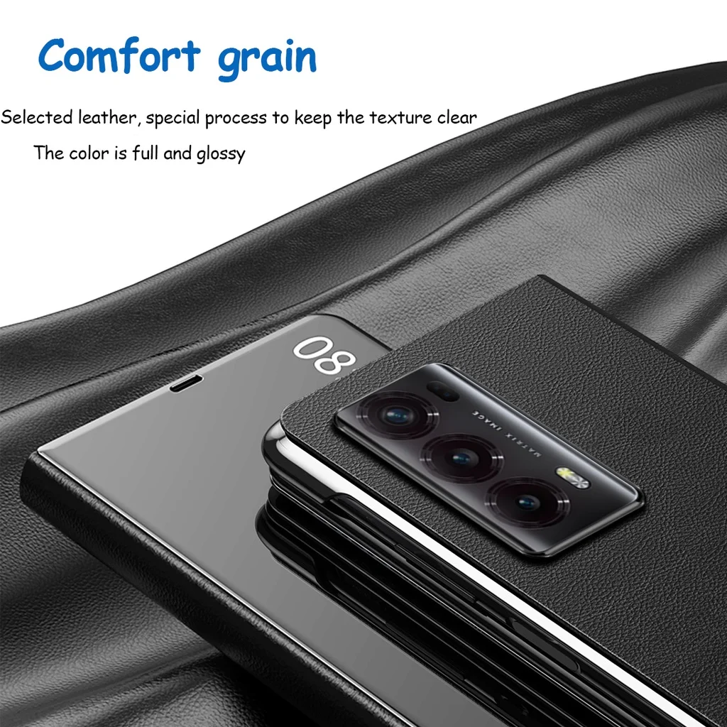 Luksusowe inteligentne etui do Honor Magic V2 Mirror Electroplated Leather Smart Flip Support Cover — zdjęcie produktu 4