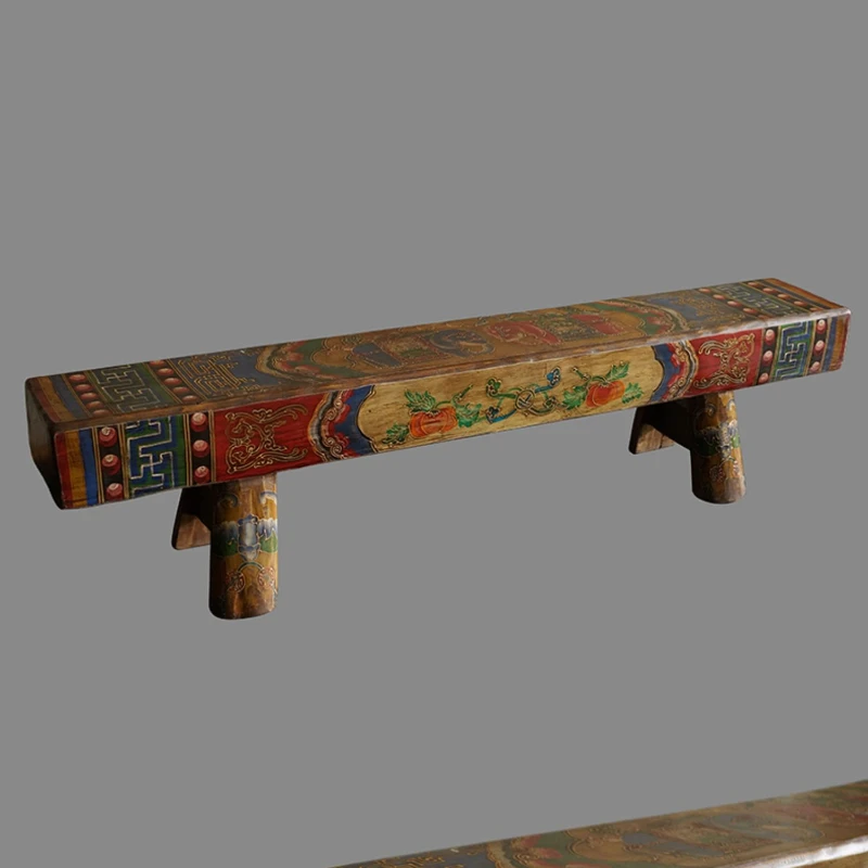 

Bed End Stool Bedroom Solid Wood Light Luxury Door Shoes Hand Painted Classical New Chinese Style