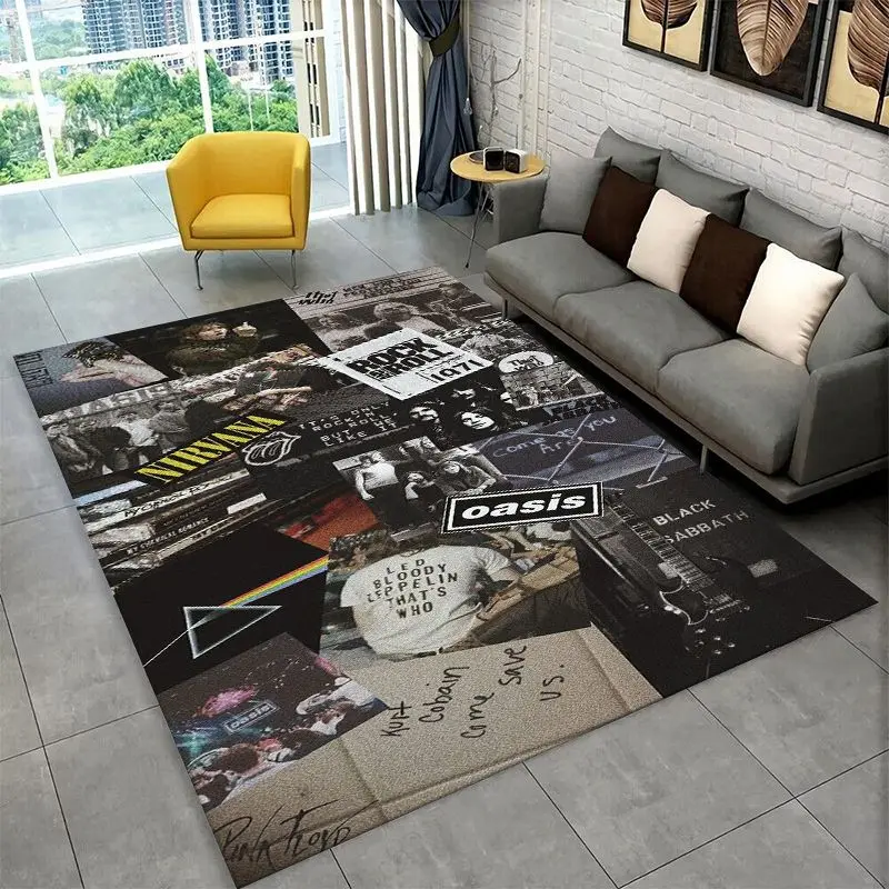 Music Pink F-Floyd Rock Band Non-Slip Area Rug for Living Room,Bedroom,Playroom,Soft Carpet Floor Mat Home Decor Rug  Room