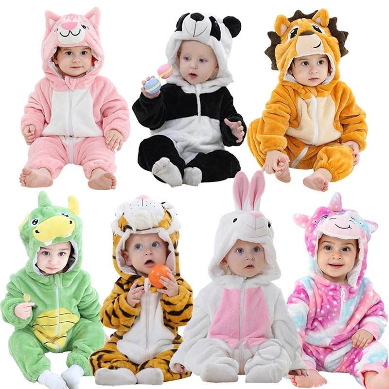 

Cute Cartoon Flannel Baby Rompers Unicorn Cat Panda Pajamas Cotton Baby Boy Girls Animal Costumes Baby Jumpsuit Kigurumi Outfits