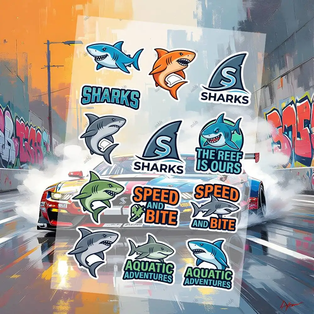 S-sha-rks Motorcycle Sticker Set Reflective Decals For Helmet Fuel Tank Fairing Body Custom Bike Graphics Kit
