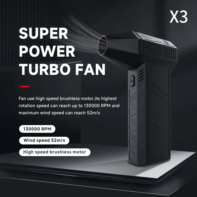 X3 130000RPM Turbofan Brushless Motor 200W High Power Jet Fan Dust Blower Wind Speed 52m/s Violent Turbo Fan Mini Air Duster