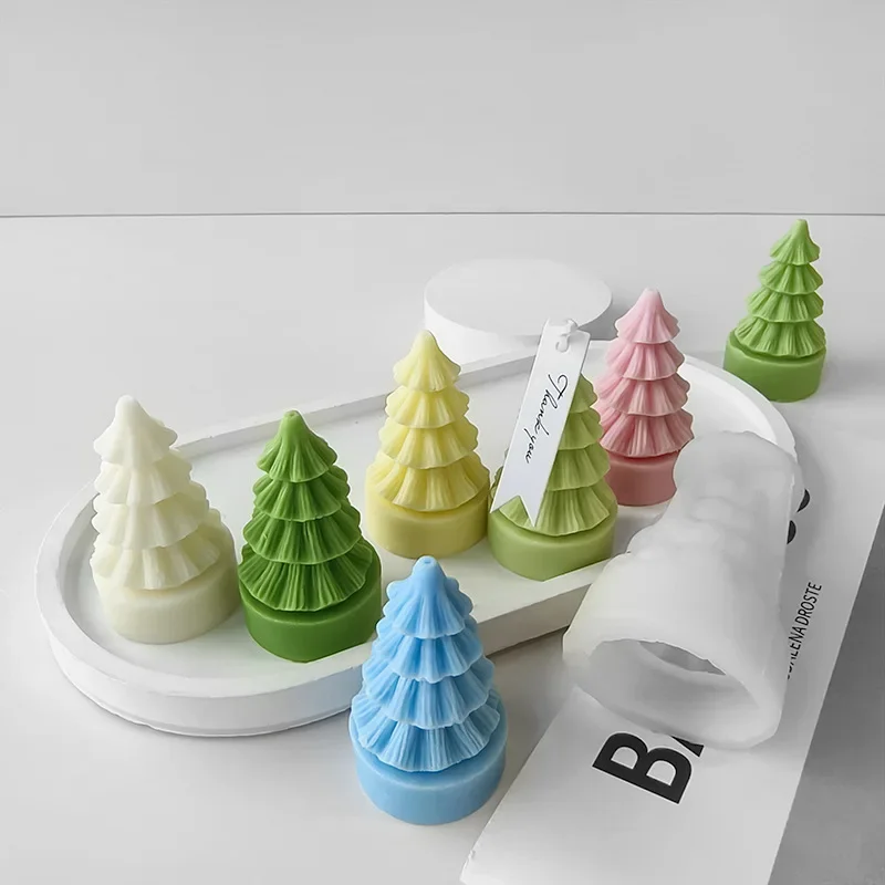 3D Christmas Tree Candle Silicone Mold Handmade Xmas Gifts Plaster Resin Ornaments Mould Soap Candle Making Supplies