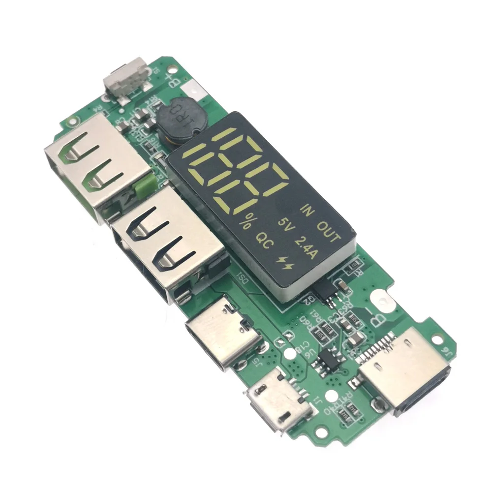18650 26650 Iithium Battery Digital Display Charging Module 5V 2.4A 2A 1A Dual USB Output Band 3.7V/4.2V Display Booster Module