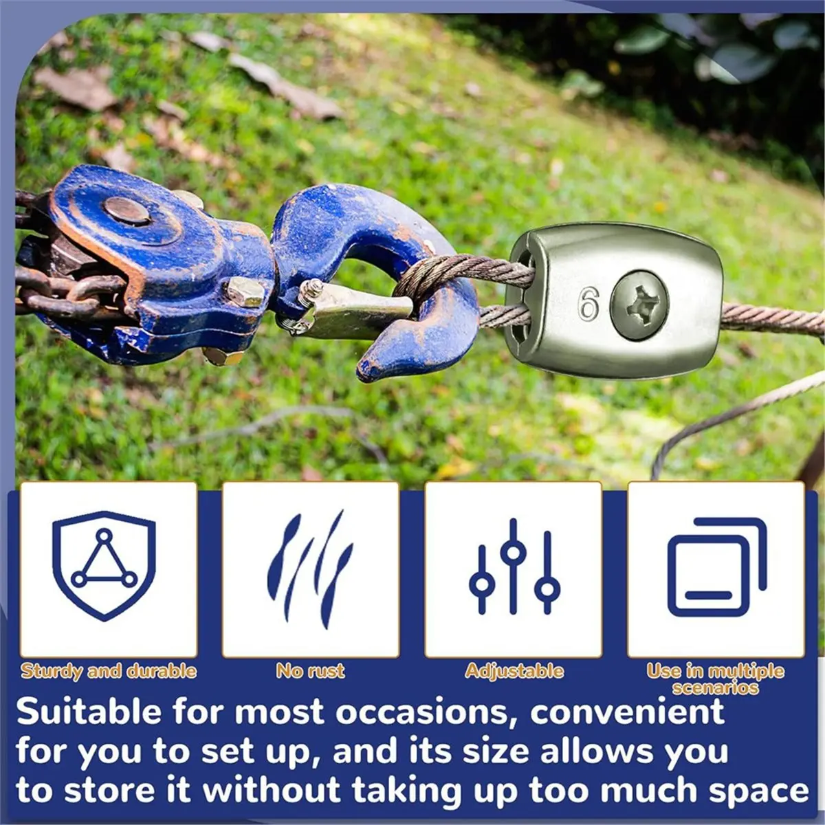BAAQ 10 Pcs Electric Rope Connectors 6mm Poly Rope Connector Electric Fence Connectors Heavy Duty Wires Splicer