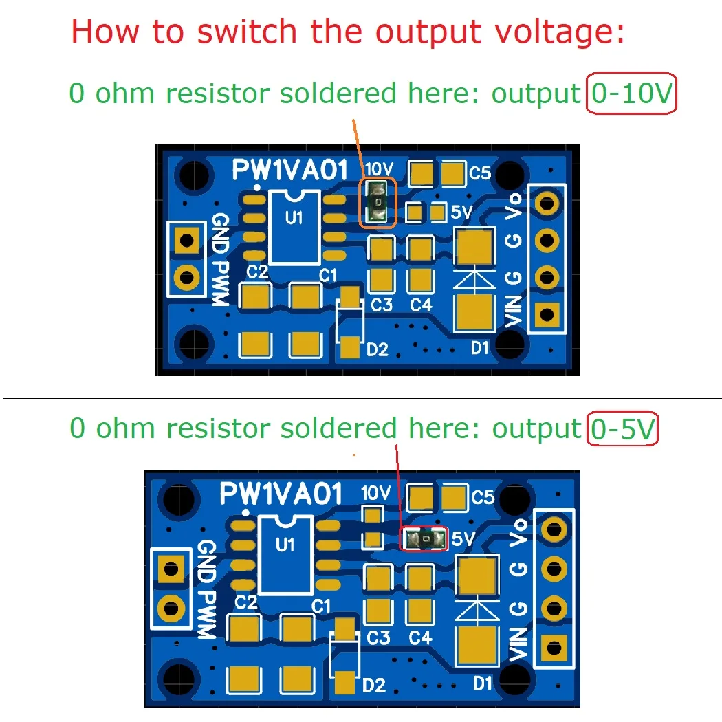 2PC DAC Converter Module PWM to 0-5V 0-10V Frequency to Voltage Analog Signal Conversion Board for Smart Home Industrial Control