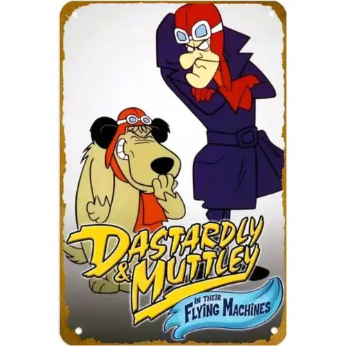 Dastardly and Muttley Vintage Metallschild, Retro-Cartoon-Schild Wanddekoration