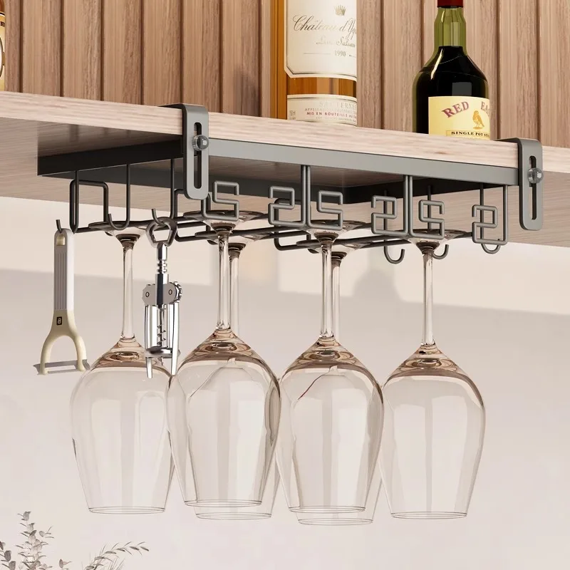 Red wine glass rack upside down, no punching, hanging goblet light luxury wine cabinet ornament, high-end storage household