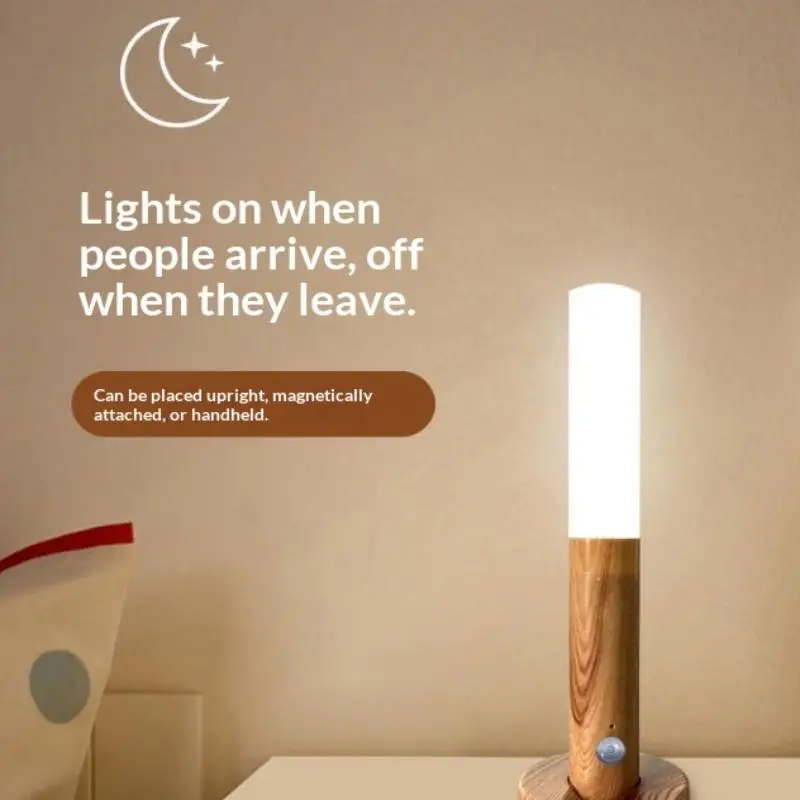 Rechargeable Human Induction LED Light 3 Lighting Modes Auto Motion Sensor Night Lamp for Bathroom Kitchen Bedroom Use