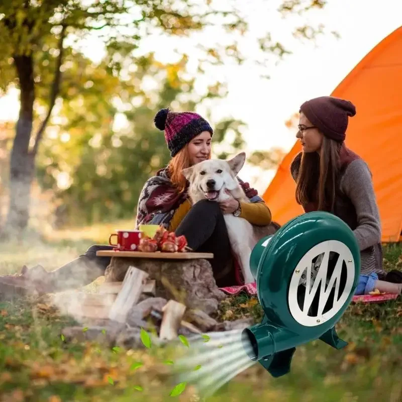 แบบพกพา 12V 120W เครื่องเป่าลมกลางแจ้งความเร็วปรับคุณลักษณะเหมาะสำหรับทำอาหารบาร์บีคิว Campfire ความร้อน Boosting D2RD