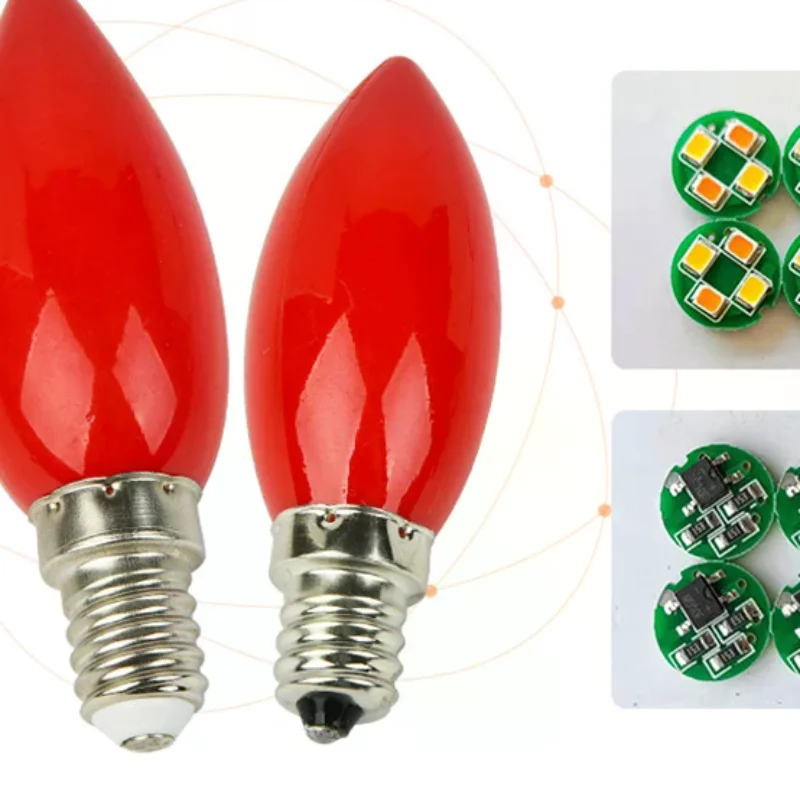Ampoule d'autel LED E12/E14, bougie rouge, lampe de bouddha, lampe décorative du Temple, perle de bouddha, 1 pièce