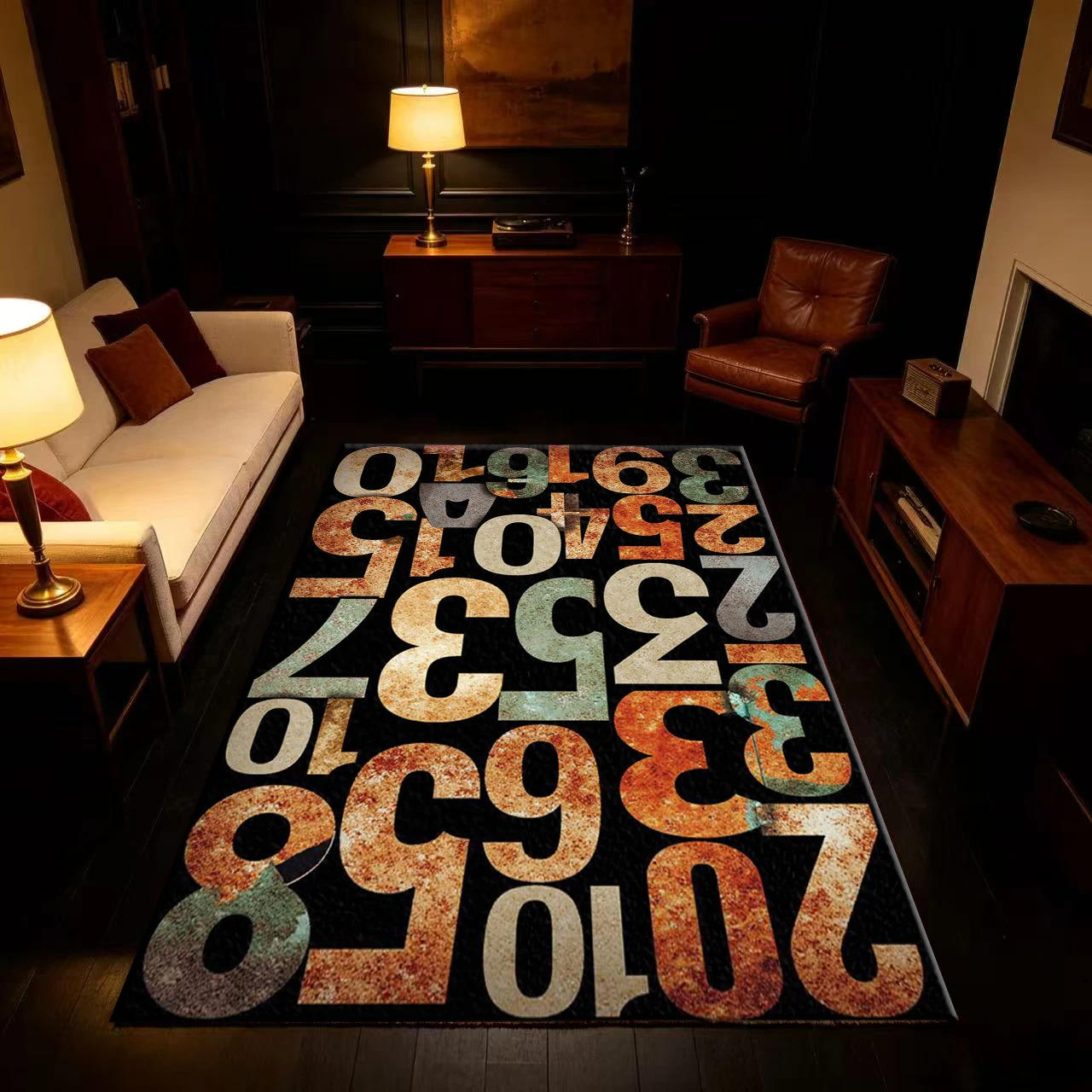 Vintage Rusty Metal Digital Collage Art Rug Non-Slip Floor Carpet