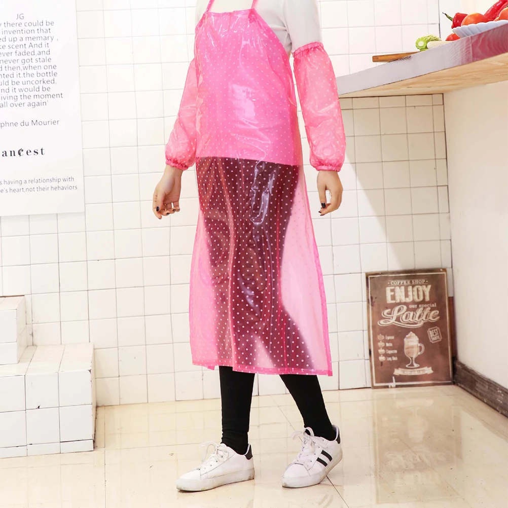 

1pc Waterproof Apron Pvc Transparent Oilproof Kitchen Apron Sleeveless Cooking Supply For Home Restaurant Use Purple