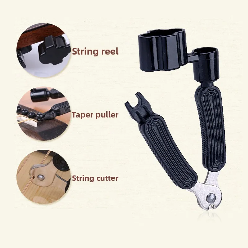 3Combination1Guitar Repair Tools：Tuner，String Cutter，Taper Extractor Guitar Accessories Wire Cutter