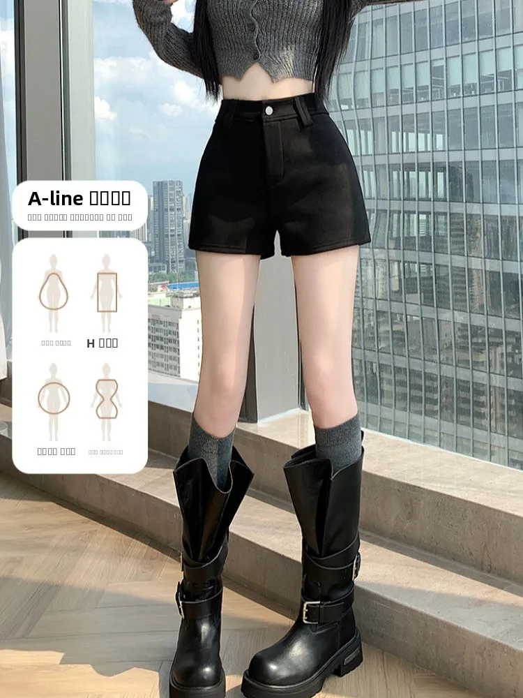 Pantaloni a Vita Alta in Pelle da Donna, Gamba Larga a Linea A, Stagione Autunnale, Effetto Snellente, Vestibilità Comoda, Pantaloni Casual per il Lavoro