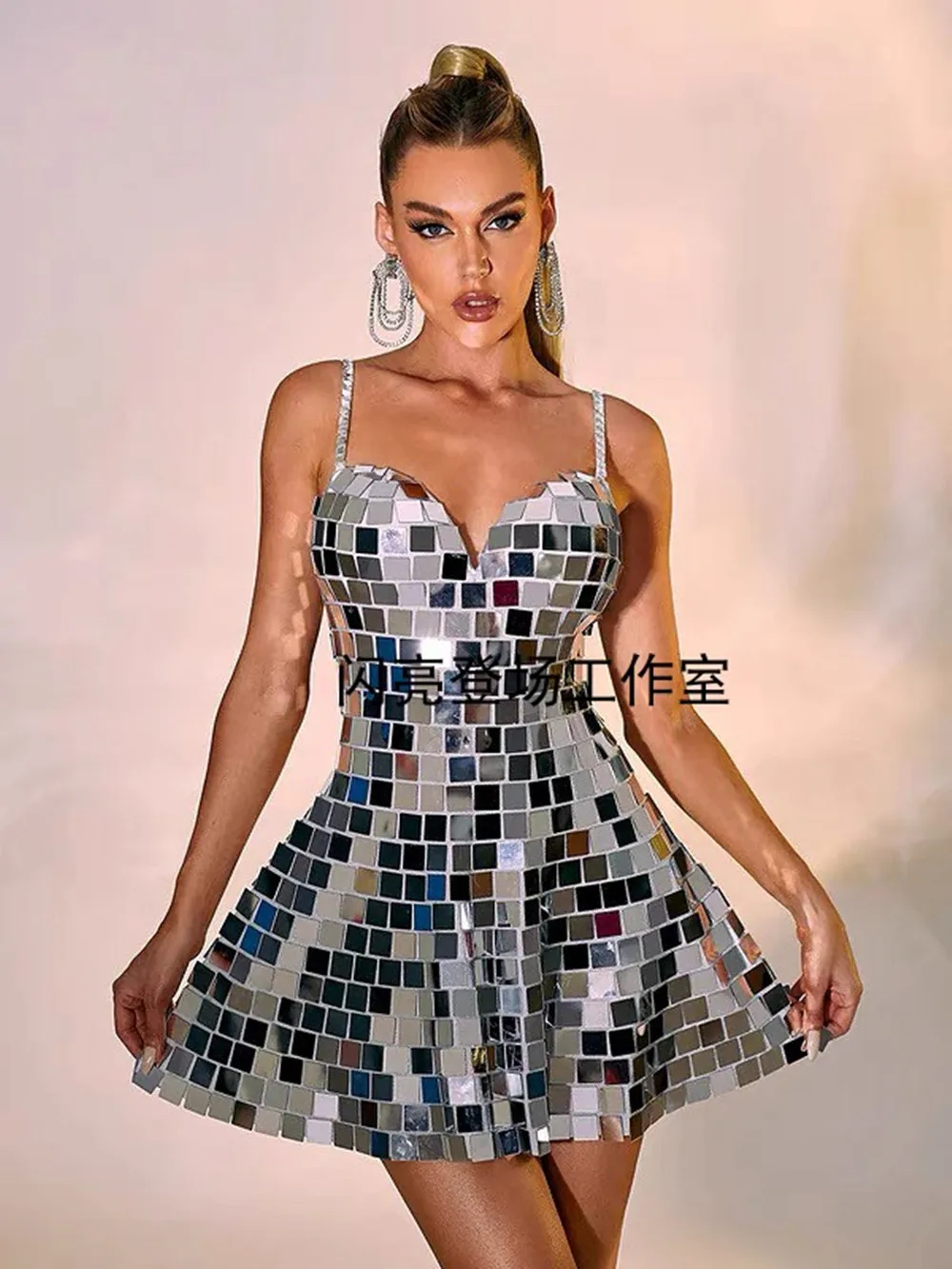 2025 prata espelho gogo dançarino outfit feminino festival vestidos de festa boate palco mostrar traje feminino terno de dança sexy dresses65