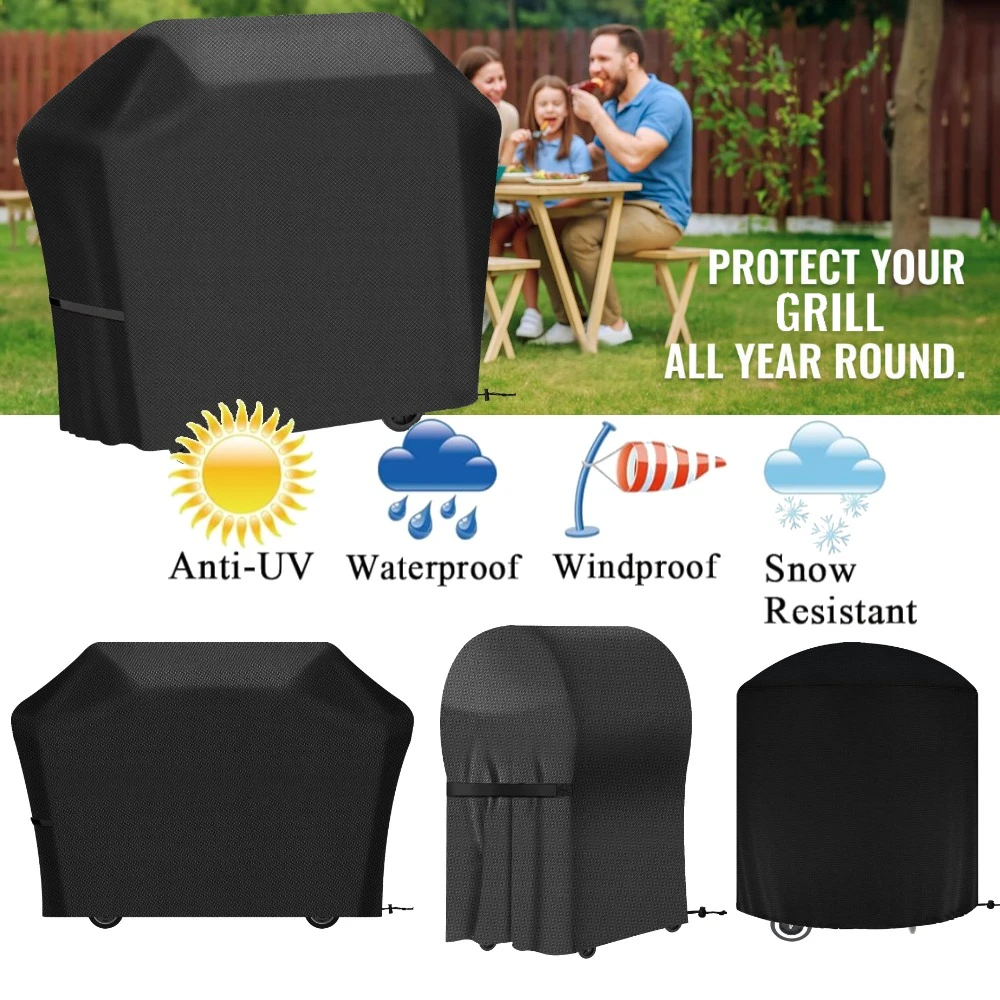 Cubiertas para parrilla de barbacoa al aire libre para parrillas de carbón y Gas impermeable antipolvo resistente a la intemperie Anti-UV cubierta para barbacoa resistente