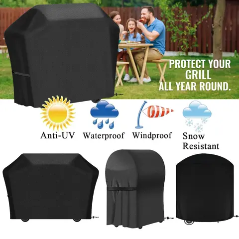 Outdoor BBQ Grill Covers For Charcoal & Gas Grills Waterproof Anti-Dust Weather-Resistant Anti-UV Heavy Duty Barbecue Cover