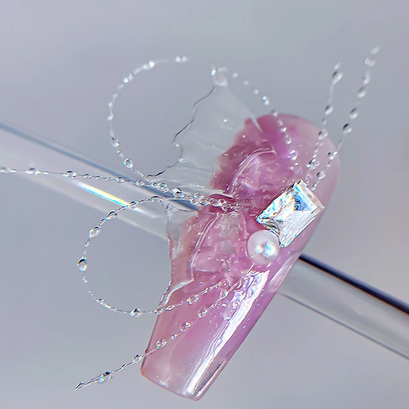 100 m stile sognante decorazione fata seta nail art farfalla di cristallo linea trasparente accessori per unghie decorazione glitter per unghie