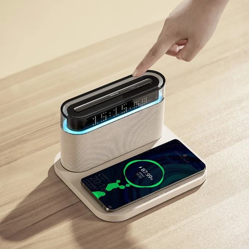 S26S 5-in-1 Bedside Bluetooth Speaker - Wireless Charger, Alarm Clock, RGB Night Light, Multifunctional Desk Lamp