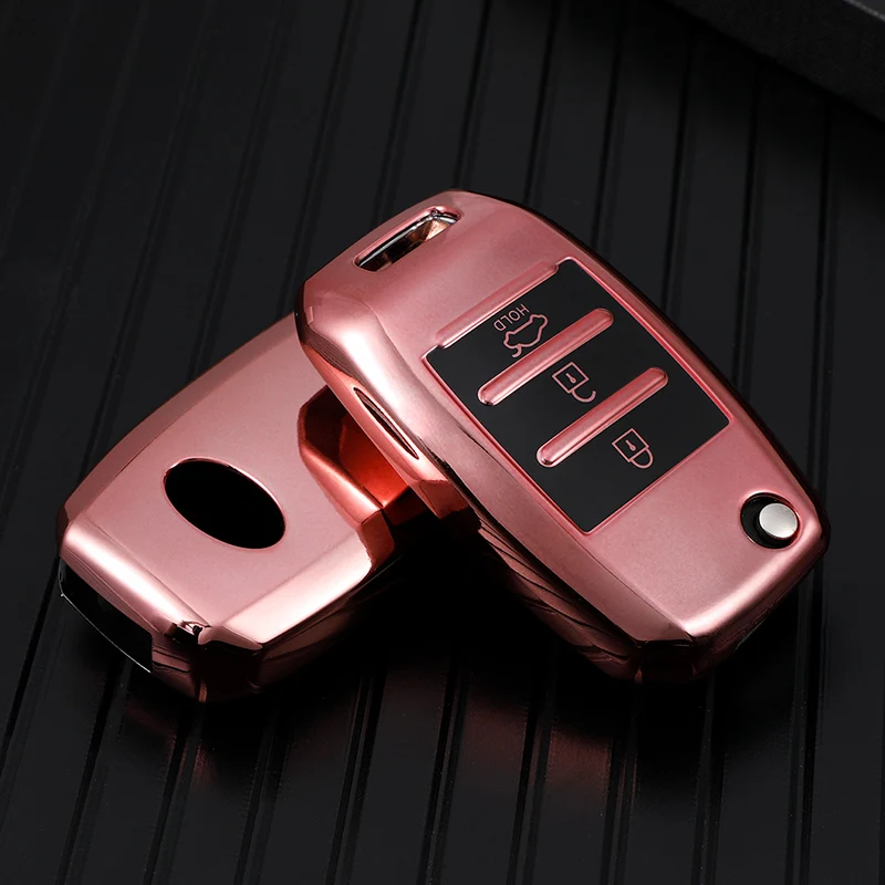 For Kia Rio QL Sportage Ceed Cerato Sorento K2 K3 K4 K5 TPU Car Folding Key Case Cover Bag Holder Keychain Key Protector