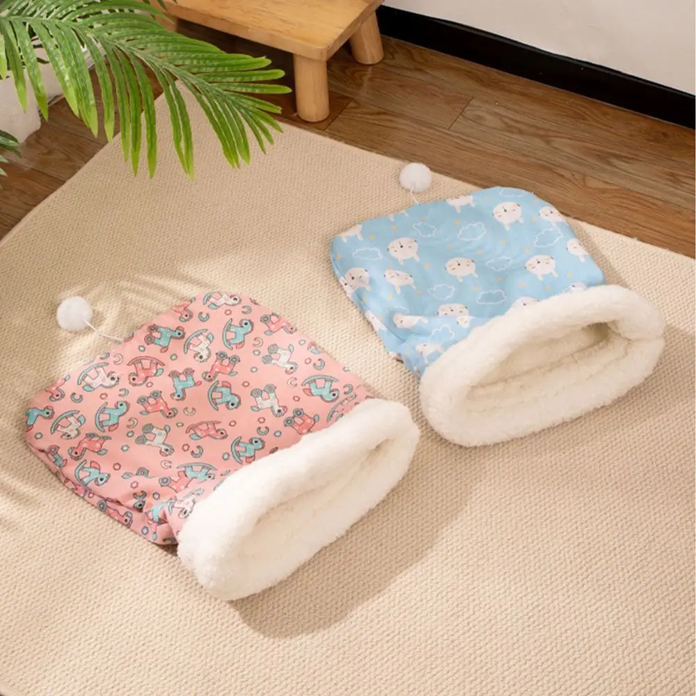 Lovely Soft Cat Sleeping Bag Pocket Type Semi-closed Tunnel Cat Nest Fluffy Feel Comfortable Cat Warm Nest Pet House