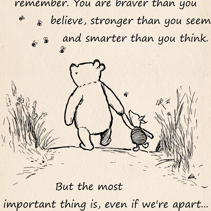 Poster Prints Nursery Decor If Ever There is Tomorrow Cartoon Art Canvas Painting for Kids Room Winnie the Pooh Quote Vintage