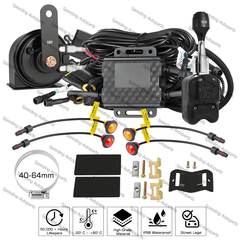 

For 2017-2024 Can-am Maverick X3 MAX UTV Turn Signal Kit with 110D Horn Plug and Play UTV ATV Blinker with Column mounted switch