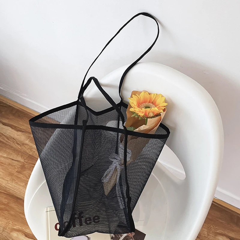 حقيبة شاطئ ذات سعة كبيرة، حقيبة حمل شبكية خفيفة الوزن، حقيبة تسوق عصرية ومتعددة الاستخدامات للسفر للنساء