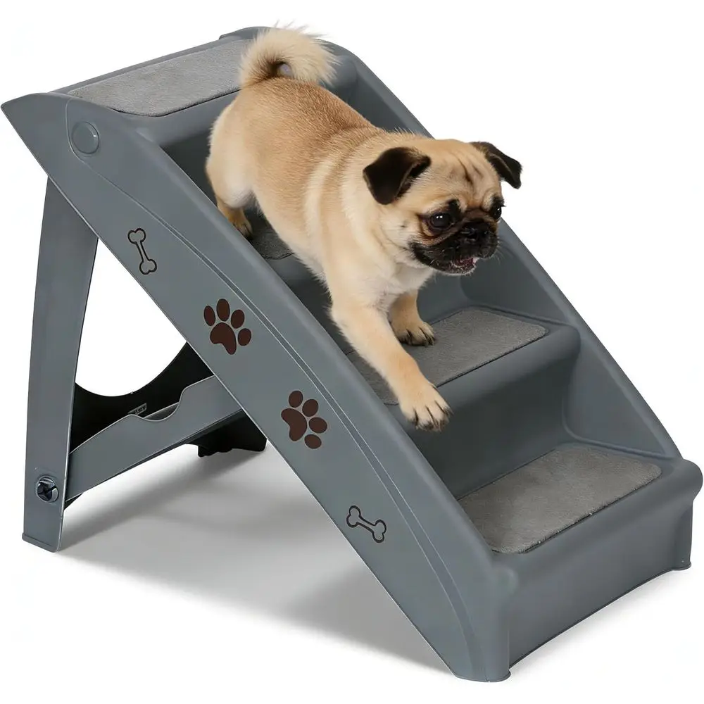 

Нескользящие ступеньки для собак и кошек, идеально подходят для дома и автомобиля, для доступа к высоким кроватям и диванам (серые)