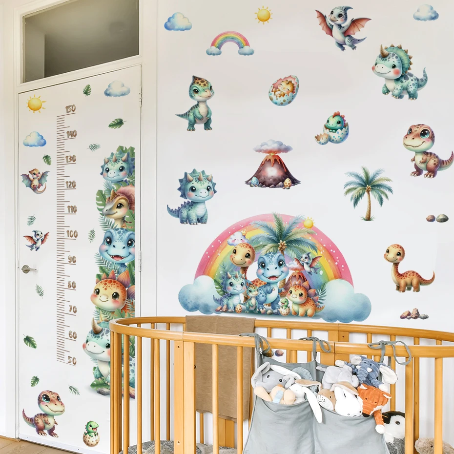Cartoon Cute Dinosaur Wall Stickers for Children Room Boy Kids Room Living Room Nursery Background Decoration Wall Decals