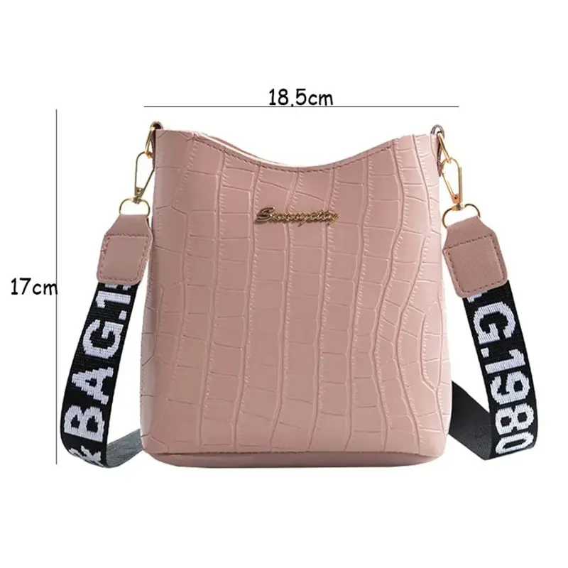 Women's Crossbody Bag Crocodile Pattern Bucket Shape Autumn Mobile Phone Coin Bag Fashionable Hundreds of Bucket Bag