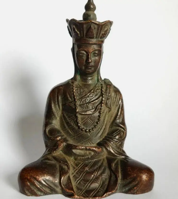 Antique bronze Tibetan Ksitigarbha Buddha Buddhism Bodhisattva statue 9cm