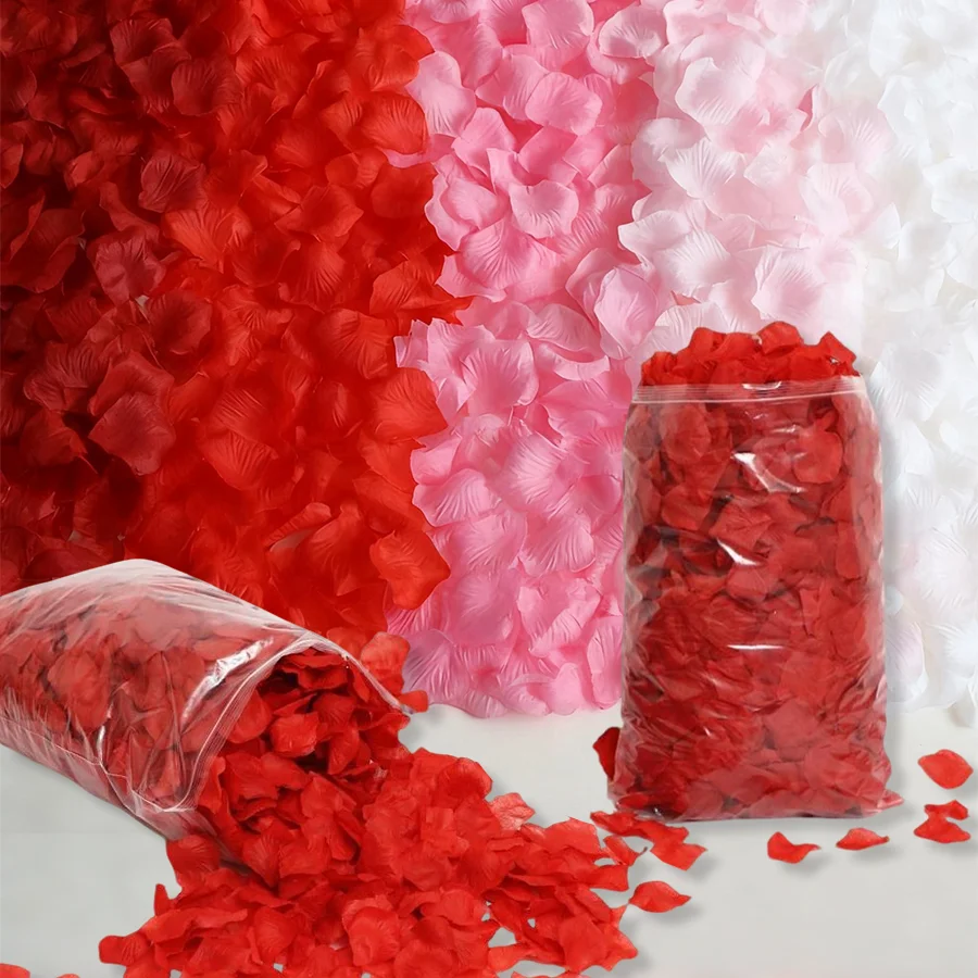 500-2000 Uds. Pétalos artificiales falsos de Rese, pétalos de Rese de seda simulados para el Día de San Valentín, fiesta de boda, deceratiano Remantie