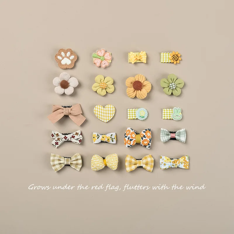 

Baby Girls Hair Clips Bow Floral Stripe Design Adorable Heart Shape Fabric Hair Barrettes Infant Hair Accessories