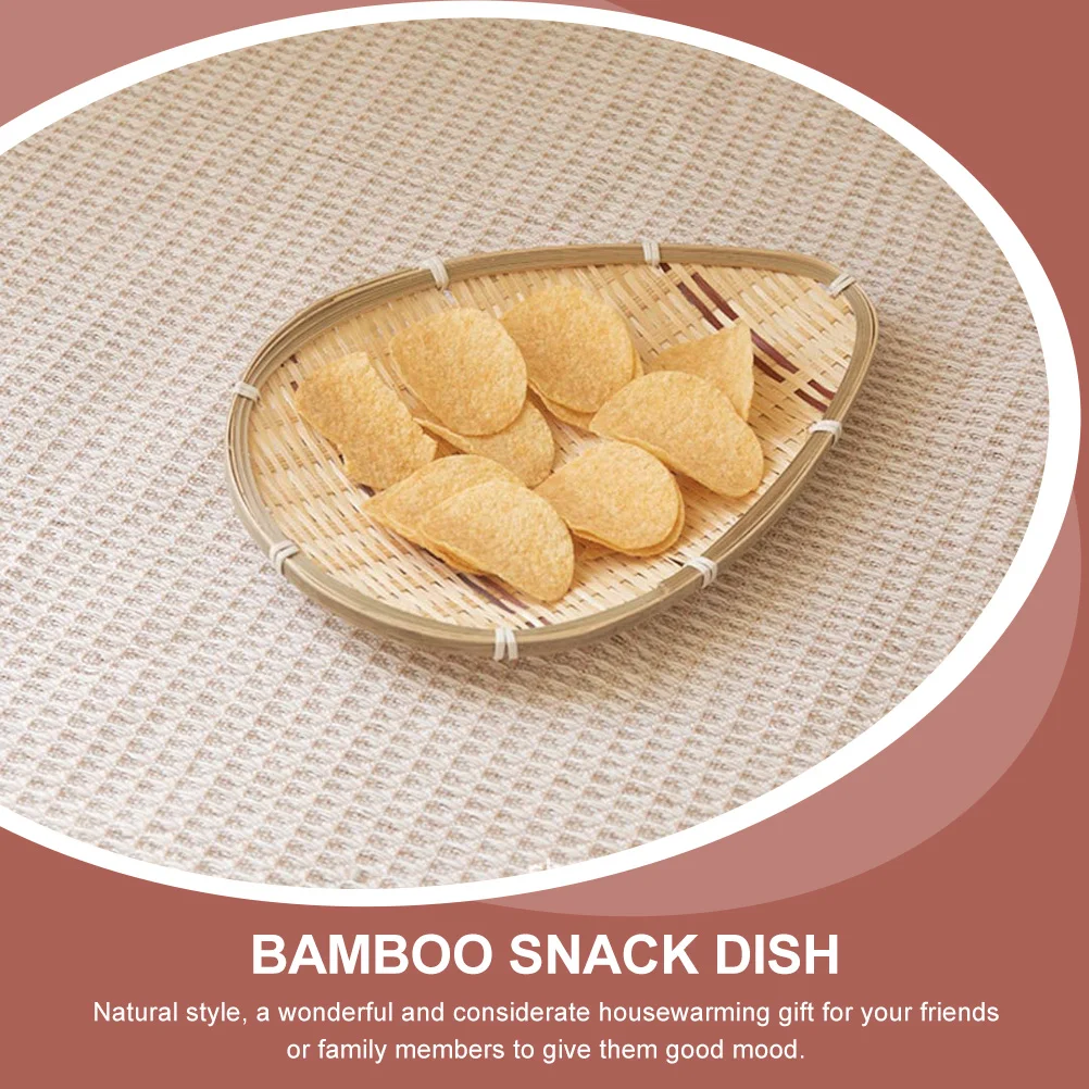 

Bamboo Snack Tray Dried Fruit Plate Woven Coffee Table Trays Lightweight Portable Dessert Storage Trays Exquisite Bamboo