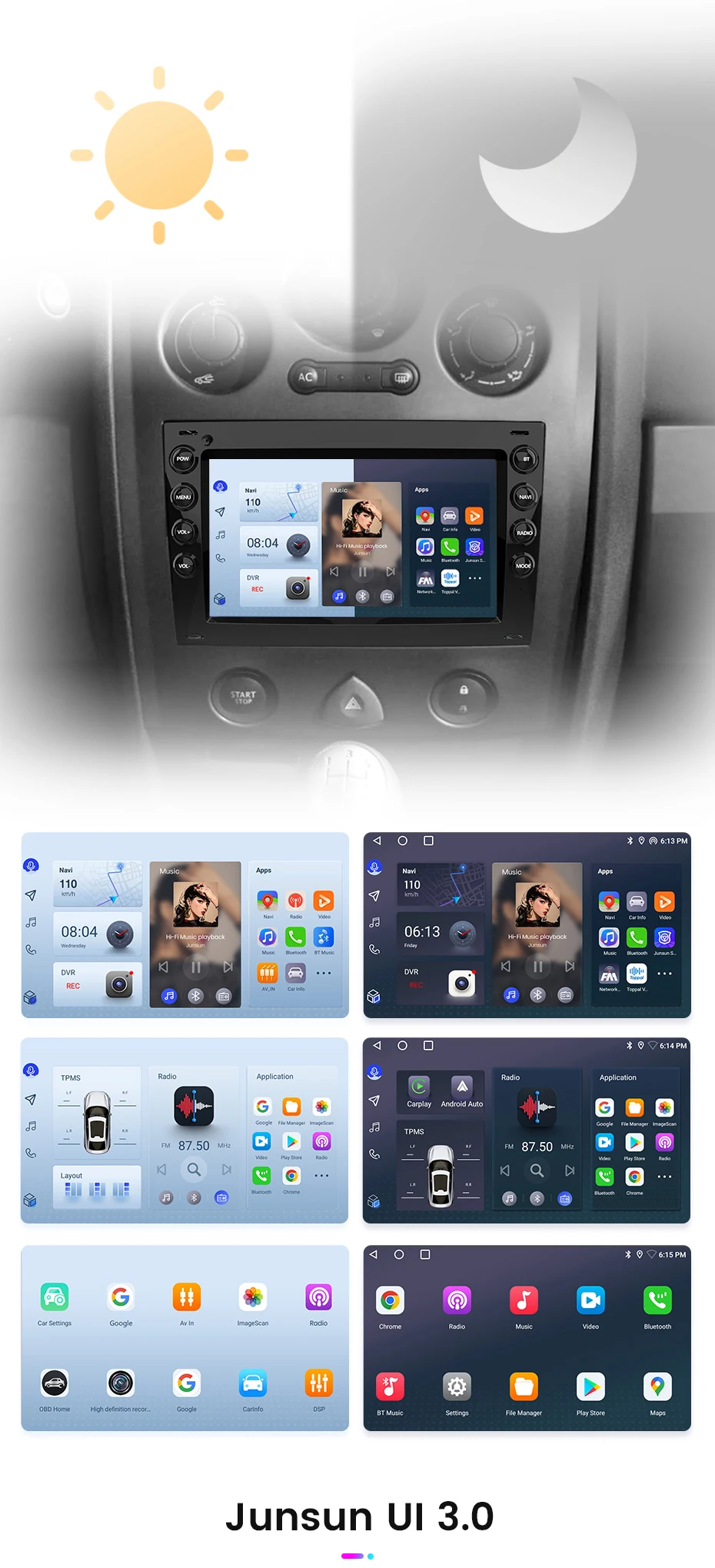 Junsun Wireless Carplay Android Auto Autoradio für Renault Megane 2 2008-2015 GPS Auto intelligente Systeme Smart Autoradio – Detail 9