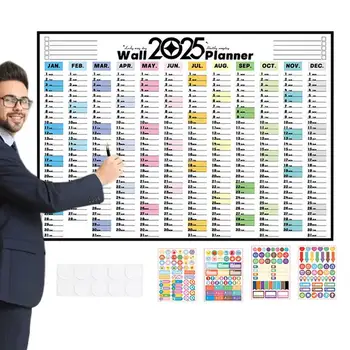 2025 연간 벽 달력 연간 학교 플래너 홈 인테리어 데스크 액세서리 홈 일정 주최자 홈 작업을위한 12 개월