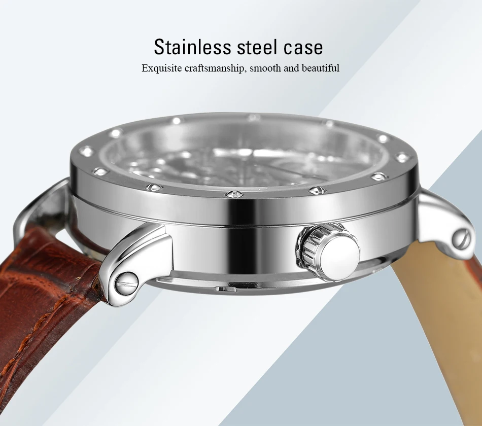 SKROX Gstuff-Montre-bracelet mécanique étanche pour homme, phase de lune, mouvement automatique, horloge, original, haut de gamme, luxe, homme, aaa