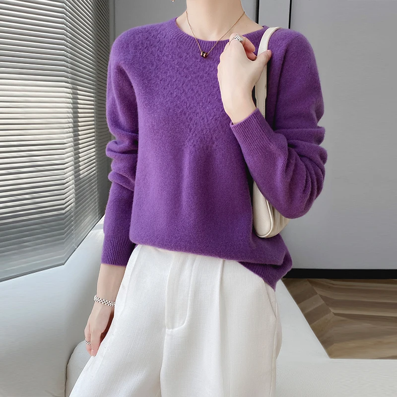 الموضة الأساسية 100% ميرينو رداء علوي من الصوف س الرقبة الكشمير البلوز الخريف الشتاء النساء الملابس الراحة الدافئة قمة عادية الصلبة
