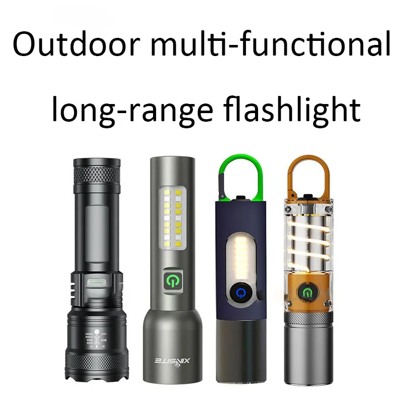 Cross-Border New Strong Light Flashlight Outdoor Multi-Functional Long-Range Lighting Flashlight White Laser Working Side Light