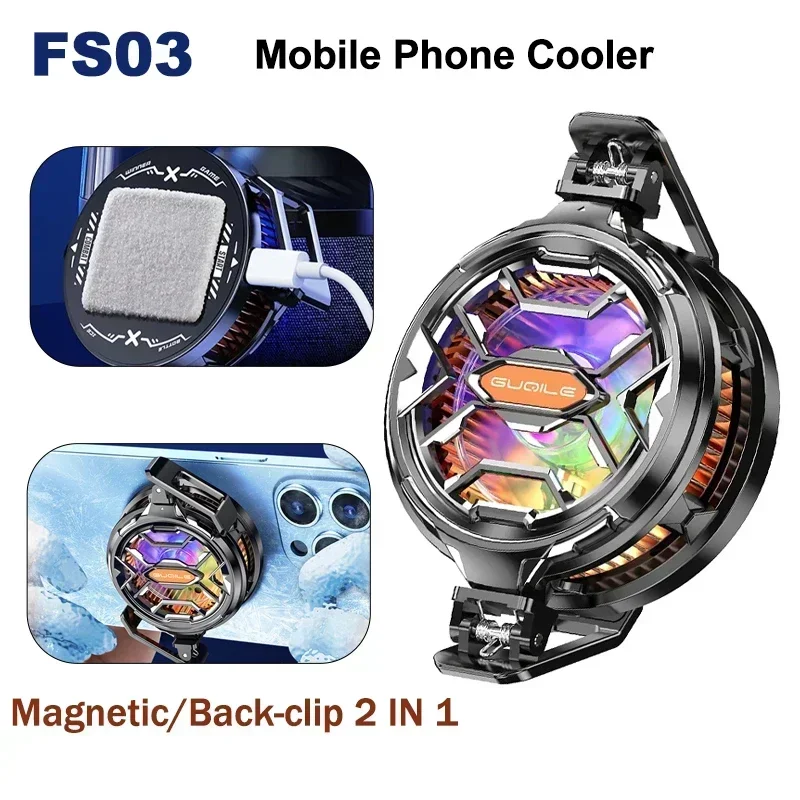 FS03 Mobile Phone Magnetic/Back-clip 2 in 1 Semiconductor 15W Strong Cooling  Fan Radiator for IOS Android Universal PUBG Cooler