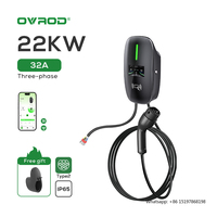 Ovrod Wall Mounted Home Wall Box 3 Phase 22 kw Uk Smart Charging Station Type 2 Ac 32a Wallbox Car 22kw Ev Charger
