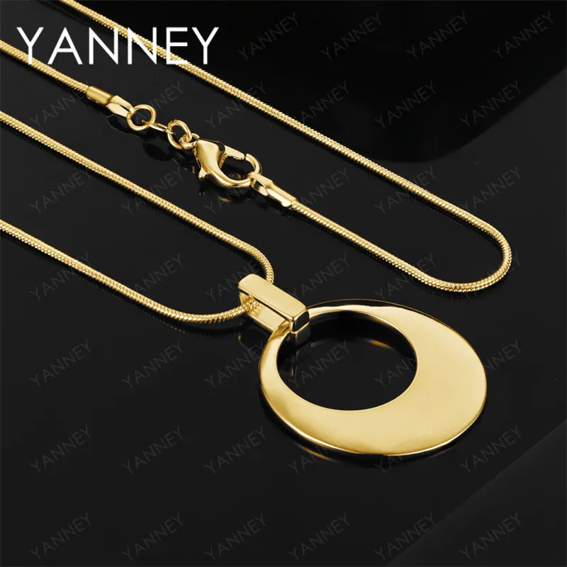 

925 Sterling Silver 18K Gold 16-30 Inch Exquisite Moon Round Pendant Necklace Fashionable Women'S Wedding Jewelry