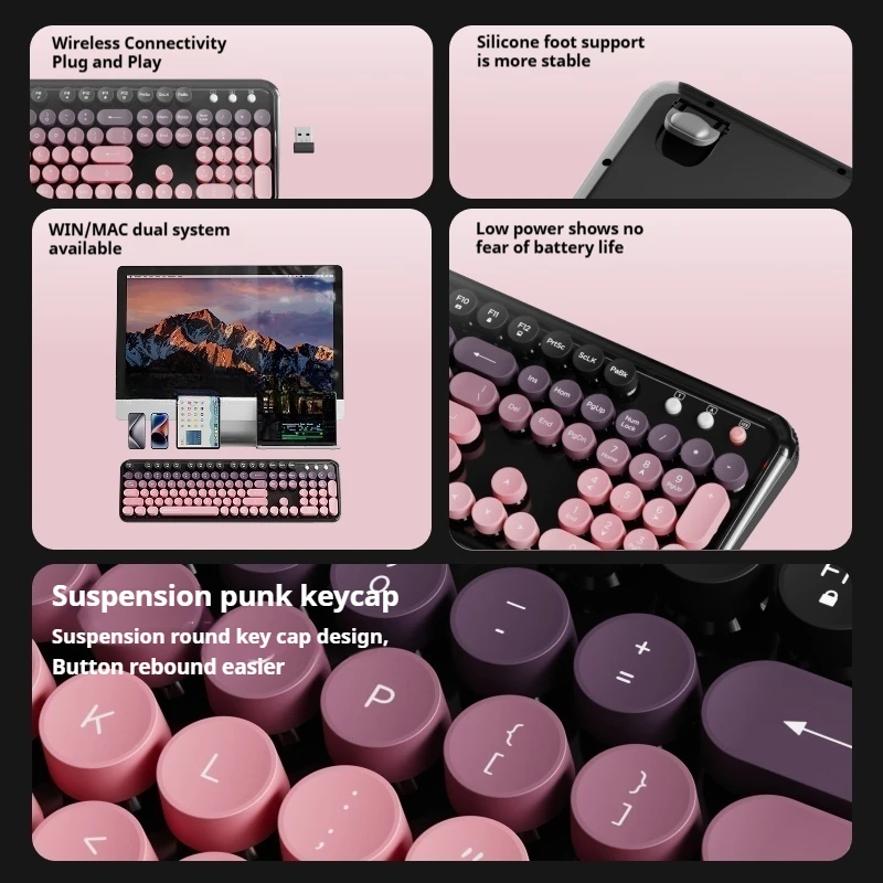 EWEADN 2.4G Single-Mode Wireless Silent Keyboard & Mouse Set, Color Block Design, Compact Ergonomic for gaming ,Office Laptop PC